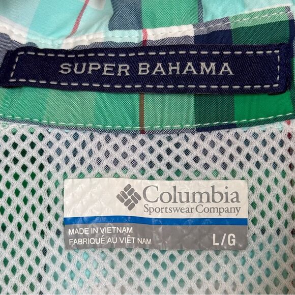 Columbia PFG Super Bahama Aqua Plaid Shirt L - Picture 3 of 10